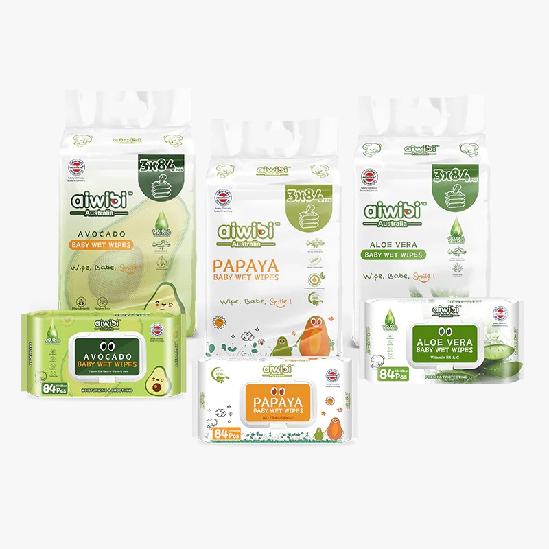 Aiwibi Premium Baby Wipes Alcohol Free Wet Wipes for Newborn Multi-Fragrance Aloe Vera, Avocado, Lemon, Bamboo, Lavender Skin Care Wipes