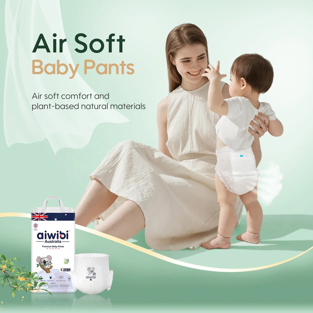 Aiwibi Comfy Soft Baby diaper  Pants with comfort Fit Waistband,and Fast Dry layer to avoid Irritation for 4Kgs to 18Kgs