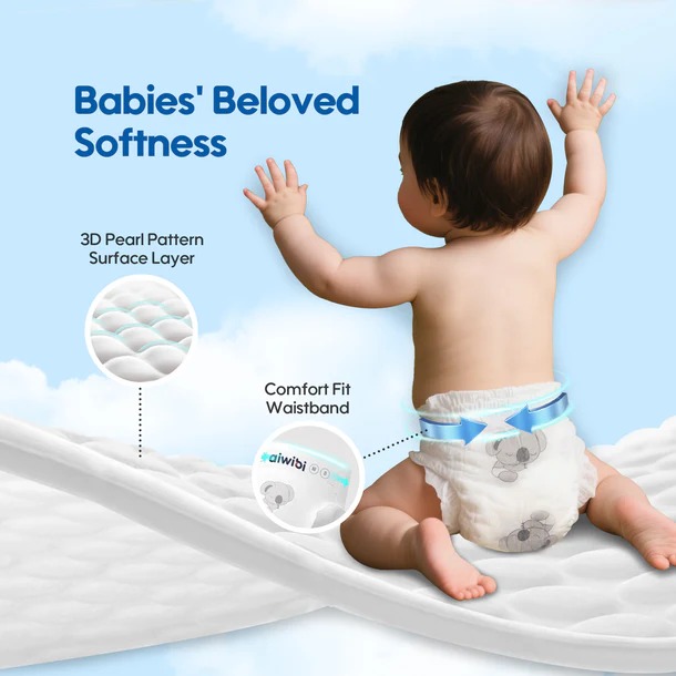 Aiwibi Plant-Based Baby Diapers Size S  to XL | Dermatologist Tested | Ultra Soft | Double Leak Guard | Breathable & Fast Absorption