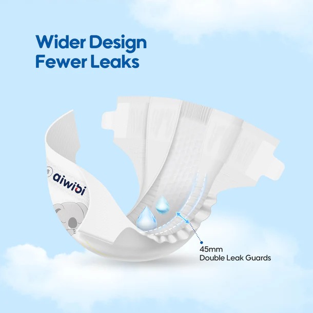 Aiwibi Plant-Based Baby Diapers Size S  to XL | Dermatologist Tested | Ultra Soft | Double Leak Guard | Breathable & Fast Absorption