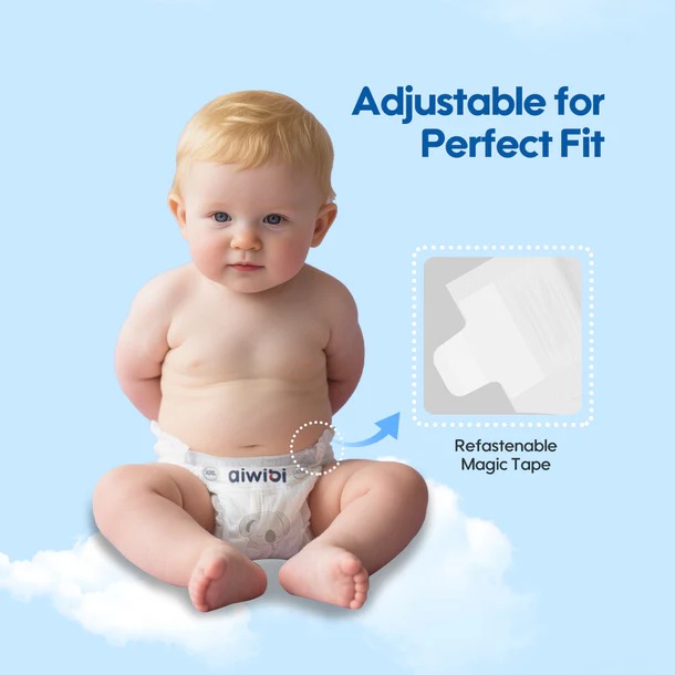 Aiwibi Plant-Based Baby Diapers Size S  to XL | Dermatologist Tested | Ultra Soft | Double Leak Guard | Breathable & Fast Absorption