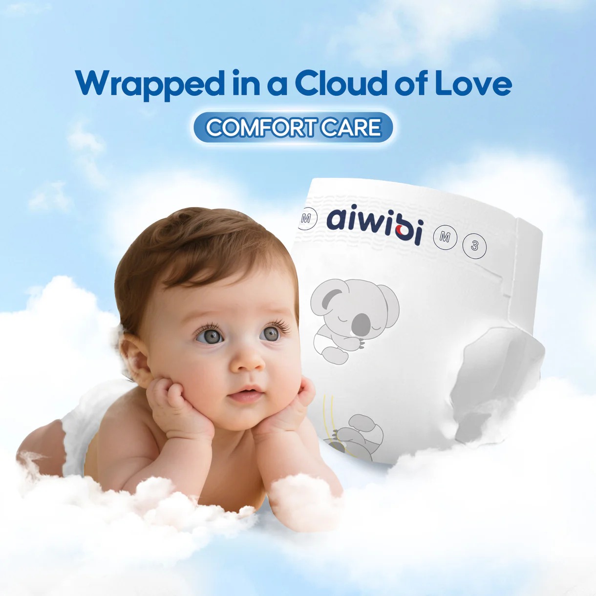 Aiwibi Plant-Based Baby Diapers Size S  to XL | Dermatologist Tested | Ultra Soft | Double Leak Guard | Breathable & Fast Absorption