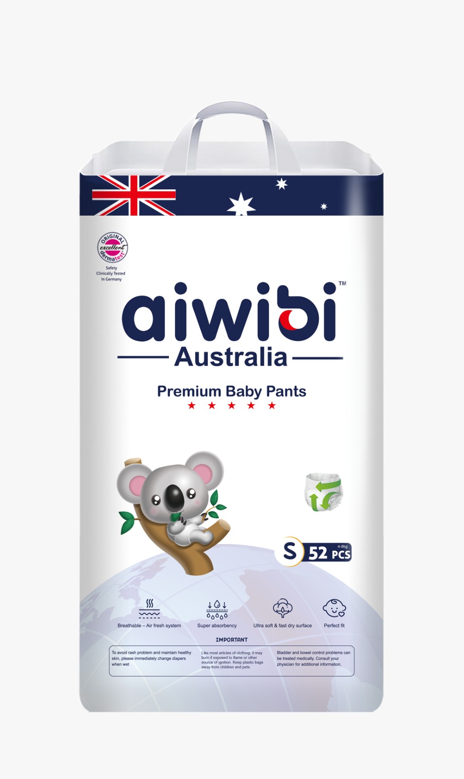 Aiwibi Comfy Soft Baby diaper  Pants with comfort Fit Waistband,and Fast Dry layer to avoid Irritation for 4Kgs to 18Kgs