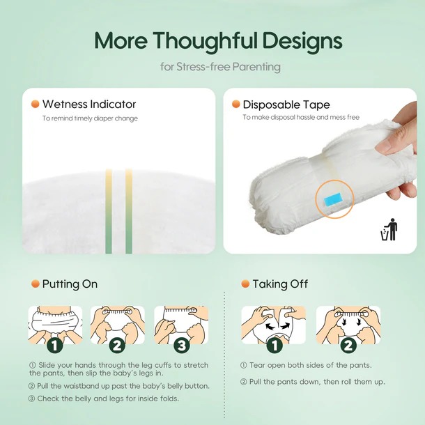 Aiwibi Comfy Soft Baby diaper  Pants with comfort Fit Waistband,and Fast Dry layer to avoid Irritation for 4Kgs to 18Kgs