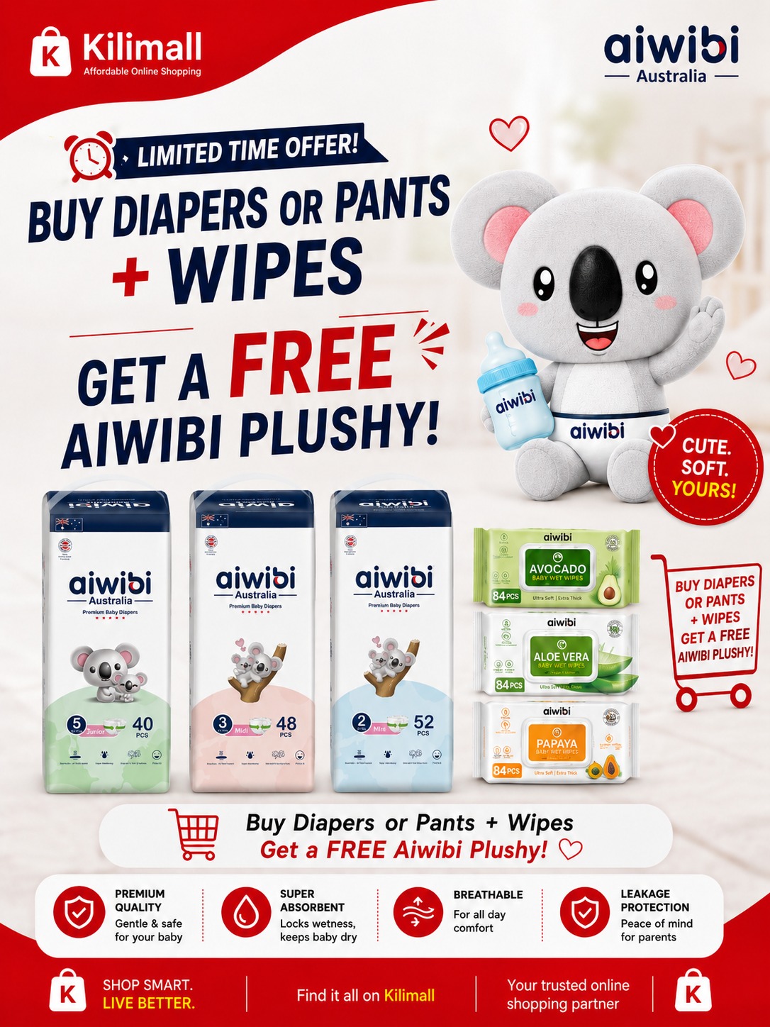 Aiwibi Plant-Based Baby Diapers Size S  to XL | Dermatologist Tested | Ultra Soft | Double Leak Guard | Breathable & Fast Absorption