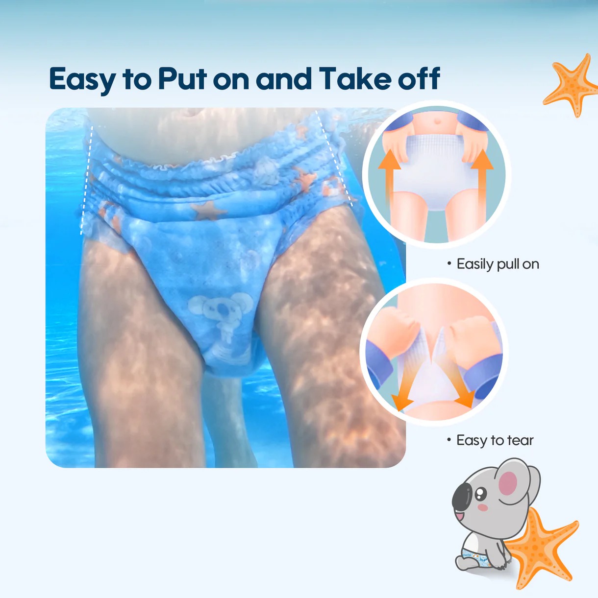 Aiwibi Disposable Baby Swim Diapers | Baby Swim Pants & Swim Nappies | Soft Comfortable Fit | Leak Protection | 2 PCS Pack