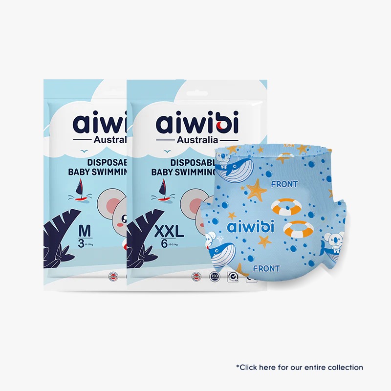 Aiwibi Disposable Baby Swim Diapers | Baby Swim Pants & Swim Nappies | Soft Comfortable Fit | Leak Protection | 2 PCS Pack