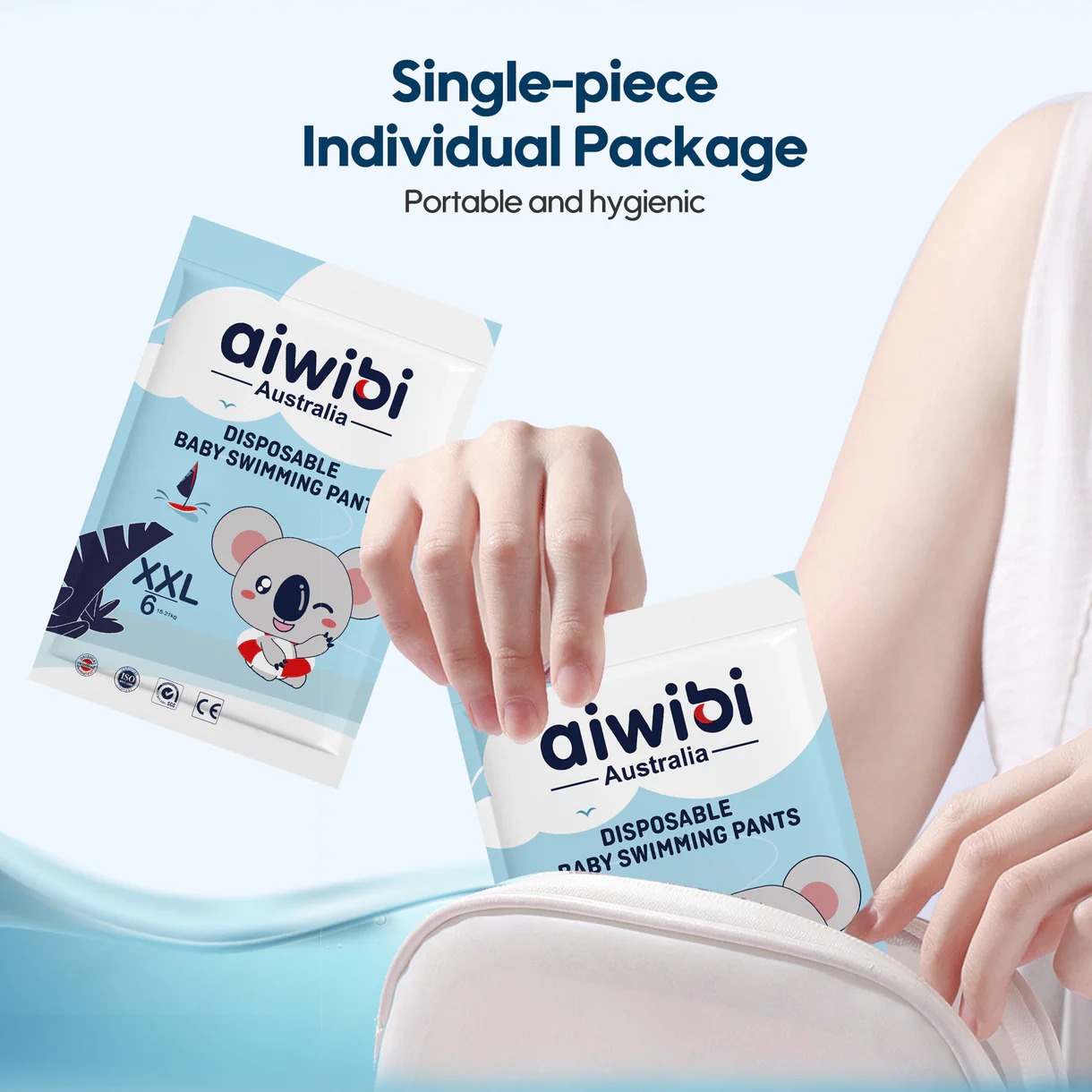 Aiwibi Disposable Baby Swim Diapers | Baby Swim Pants & Swim Nappies | Soft Comfortable Fit | Leak Protection | 2 PCS Pack