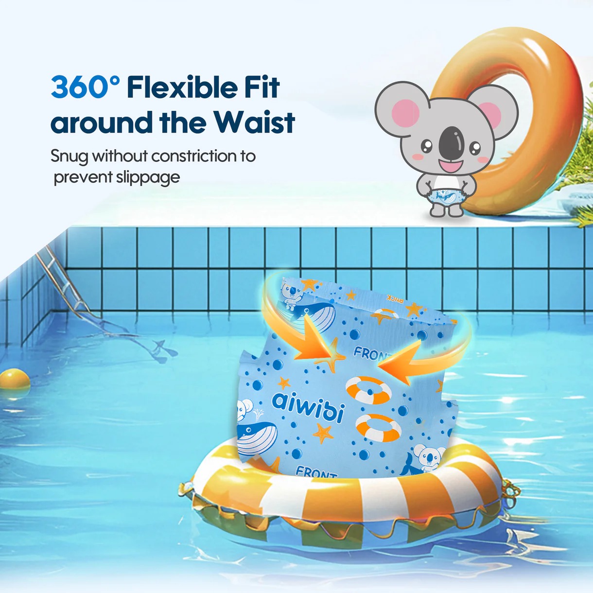 Aiwibi Disposable Baby Swim Diapers | Baby Swim Pants & Swim Nappies | Soft Comfortable Fit | Leak Protection | 2 PCS Pack