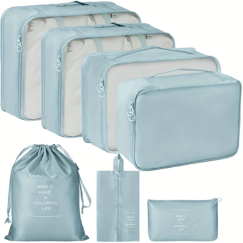 7Pcs Travel Organizer Set Folding Storage Bags Wardrobe Cube Suitcase Packing Luggage for Clothes & Shoes