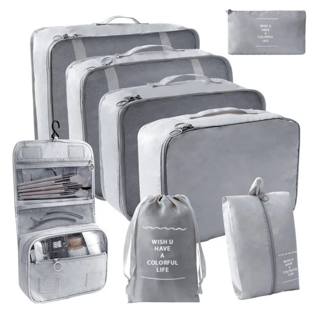 7Pcs Travel Organizer Set Folding Storage Bags Wardrobe Cube Suitcase Packing Luggage for Clothes & Shoes