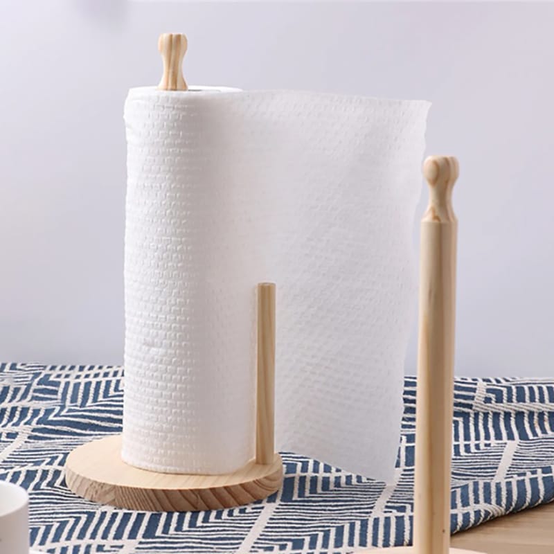Bamboo Wood Tissue Holder Vertical Roll Pole Paper Towel Holder