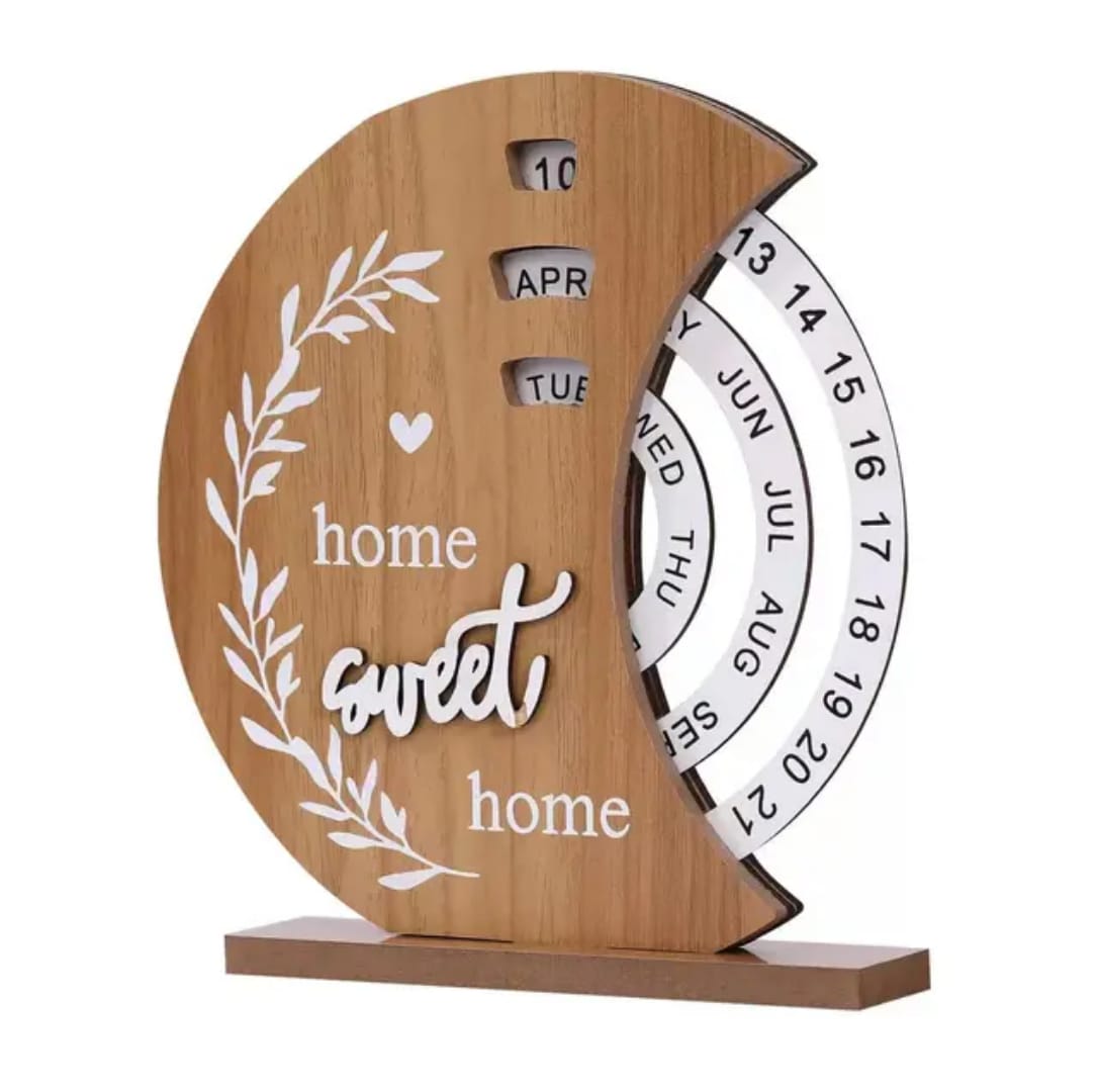 Moon Shaped Wooden Perpetual Calendar Decor

Colours: Brown 
Sizes:18cm