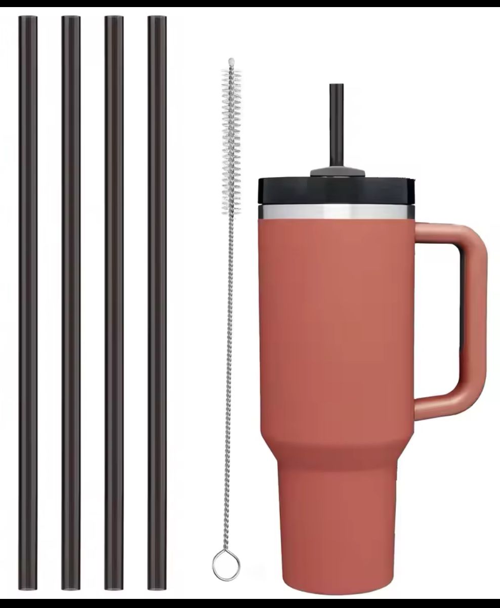 5-Pack EcoPure Reusable Stainless Steel Straws with Cleaning Brush, Food-Grade Metal Drinking Straws for Cups, Glasses, Sports Bottles - BPA-Free, Rustproof, Odorless