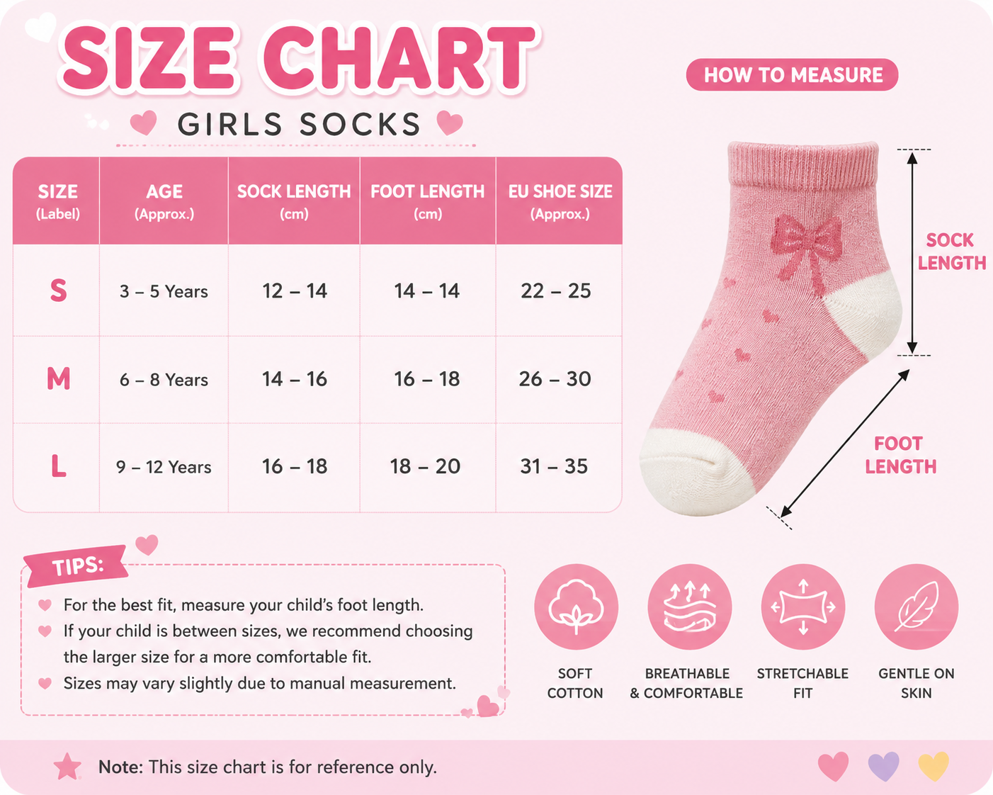 Girls Cute Cotton Socks for Kids – Soft Comfortable Breathable Ankle Socks