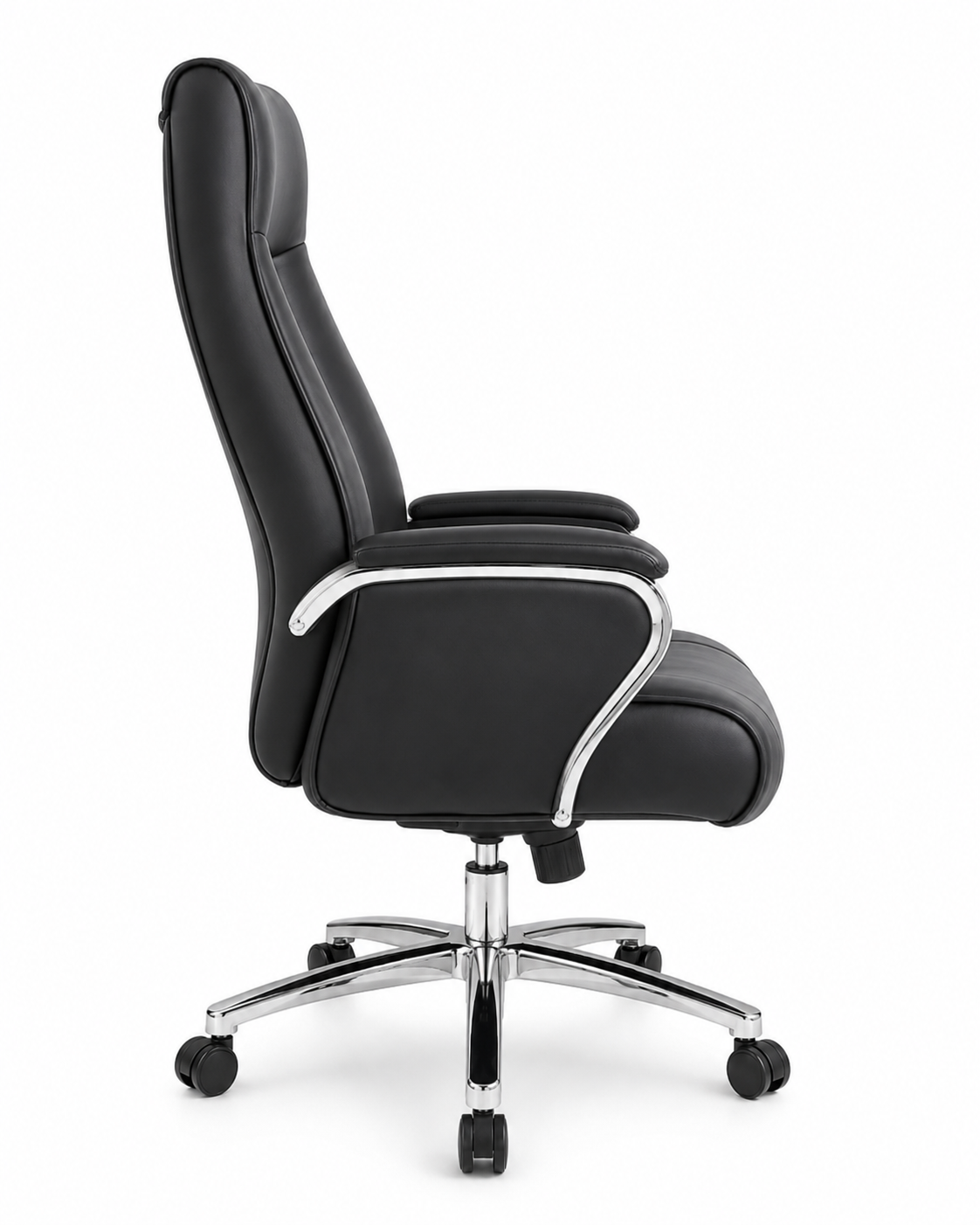 Premium Executive Office Chair – High-Back Ergonomic Desk Chair with Tiered Lumbar Support, Chrome Armrests & 360° Swivel Base (Midnight Black)