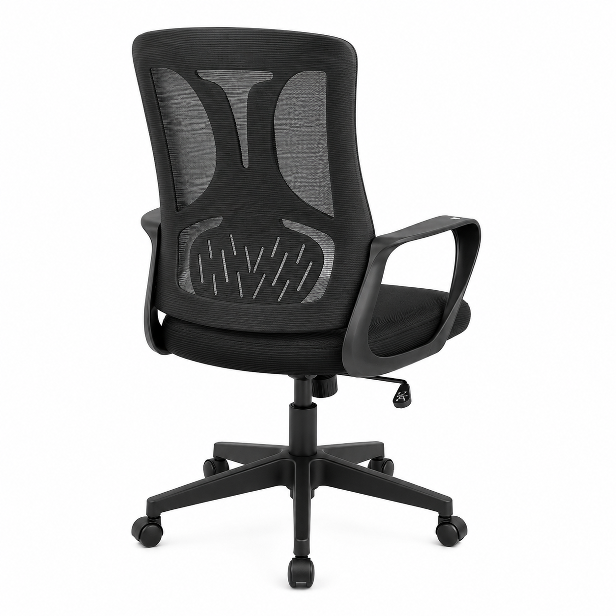 Ergonomic Mesh Office Chair Mid-Back Desk Task Chair with Built-In Lumbar Support, Comfort Padded Seat, 360° Swivel Workstation for Home Office & Study