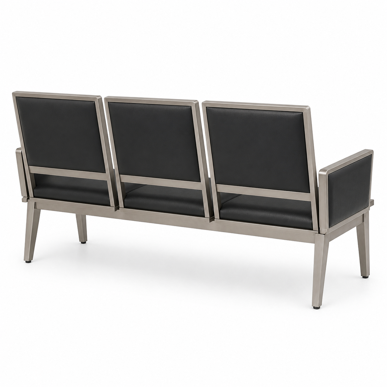 Executive 3-Seater Waiting Bench Sofa – Premium Metal Reception Airport Bench with Cushioned PU Leather Padding and Side Armrests for Office, Clinic Lounge, Salon, Bank