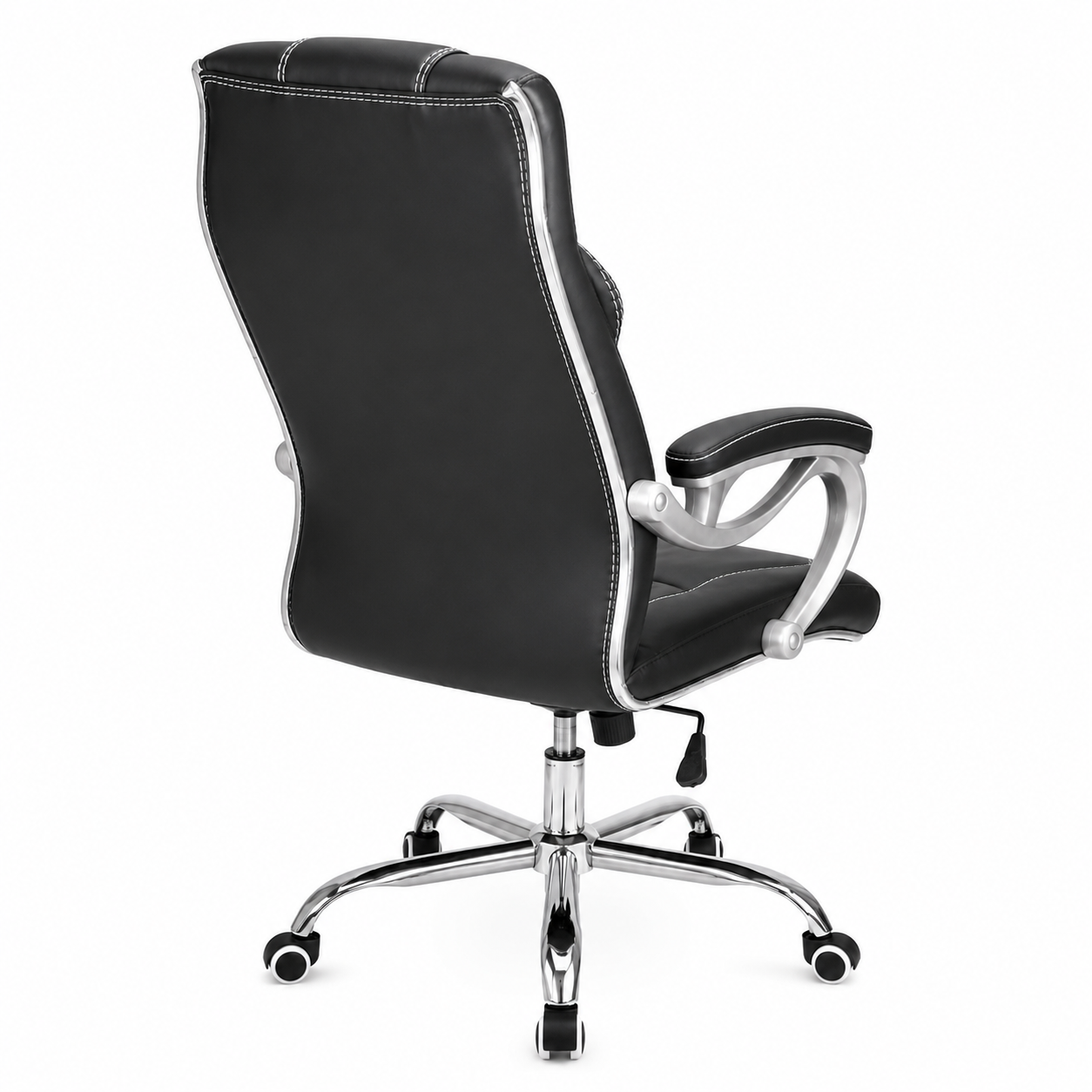 Premium Ergonomic Executive Office Chair F226-1 – High Back Padded Luxury Desk Chair with Chrome 5-Star Swivel Base, Height Adjustment & Soft Armrests for Office, Home Study (Black)