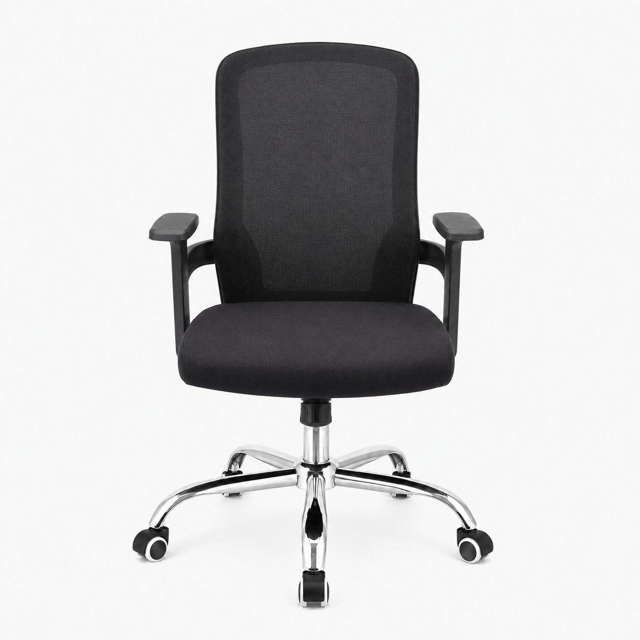 Ergonomic Mesh Office Chair with Chrome Five-Star Base – Adjustable Swivel Desk Chair, Padded Cushion Seat & Fixed Armrests for Home Office, Corporate, Study