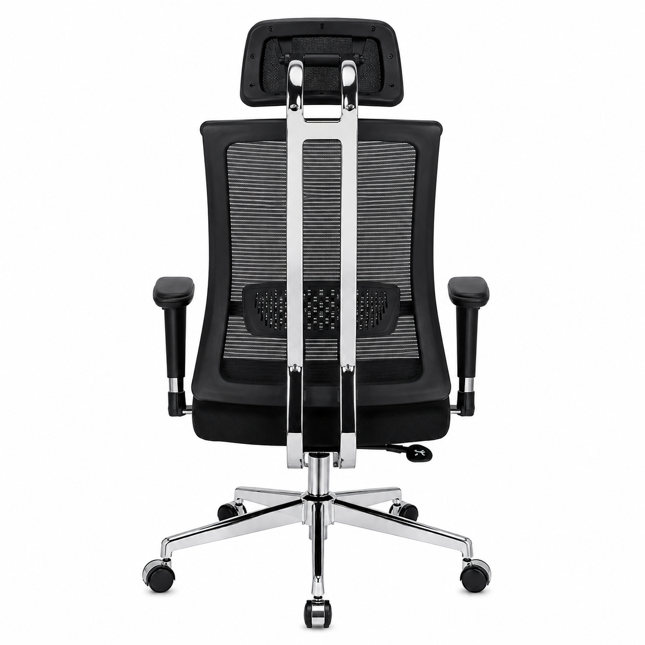 Ergonomic Mesh Executive Office Chair – High-Back Desk Chair with Adjustable Headrest, Lumbar Support, 360° Swivel Chrome Base & Padded Height-Adjustable Armrests (Black)