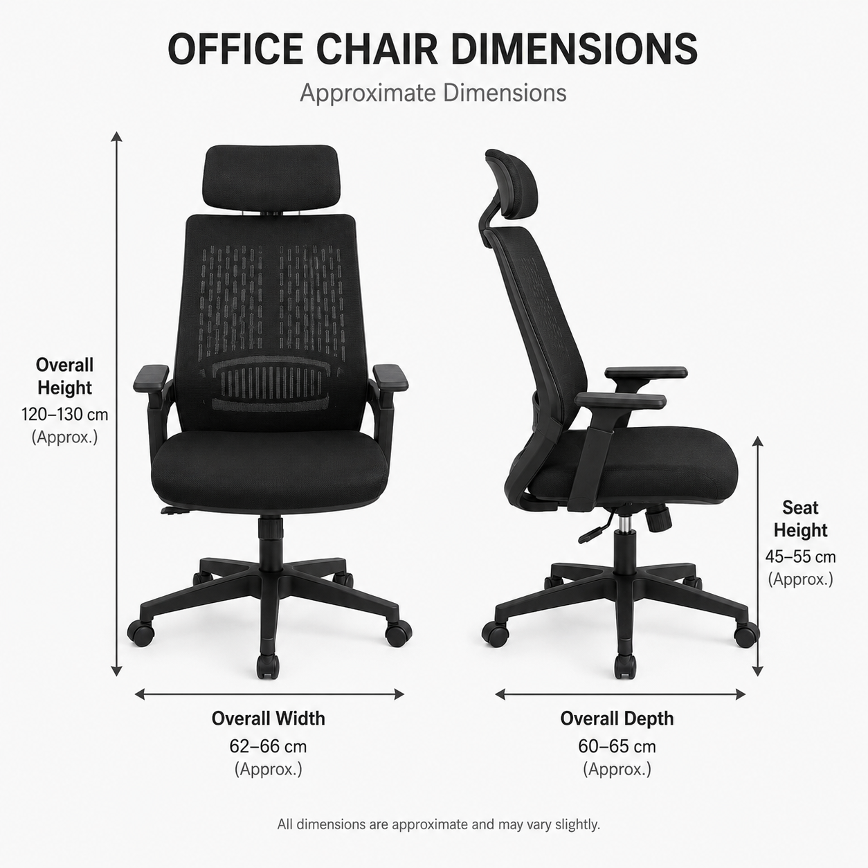 Ergonomic Mesh Office Desk Chair with Adjustable Headrest – High-Back Computer Swivel Chair, Built-in Lumbar Support & Cushioned Seat for Home Office, Executive Work