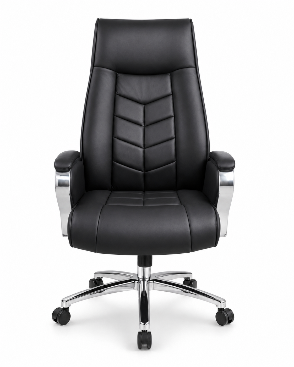 Premium Executive Office Chair – High-Back Ergonomic Desk Chair with Tiered Lumbar Support, Chrome Armrests & 360° Swivel Base (Midnight Black)