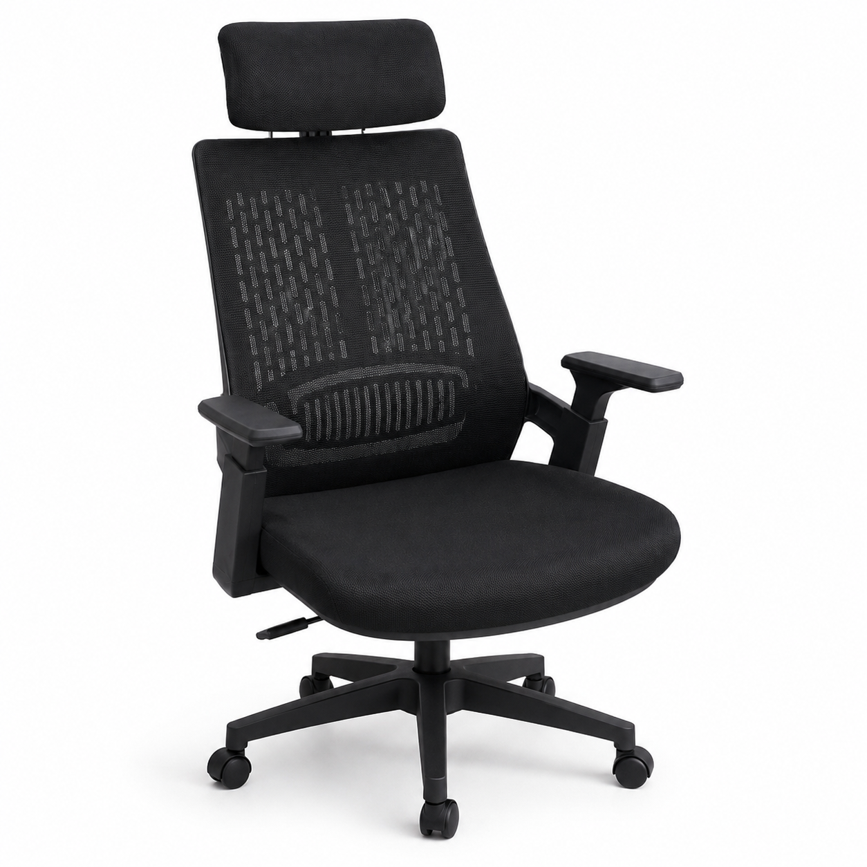 Ergonomic Mesh Office Desk Chair with Adjustable Headrest – High-Back Computer Swivel Chair, Built-in Lumbar Support & Cushioned Seat for Home Office, Executive Work