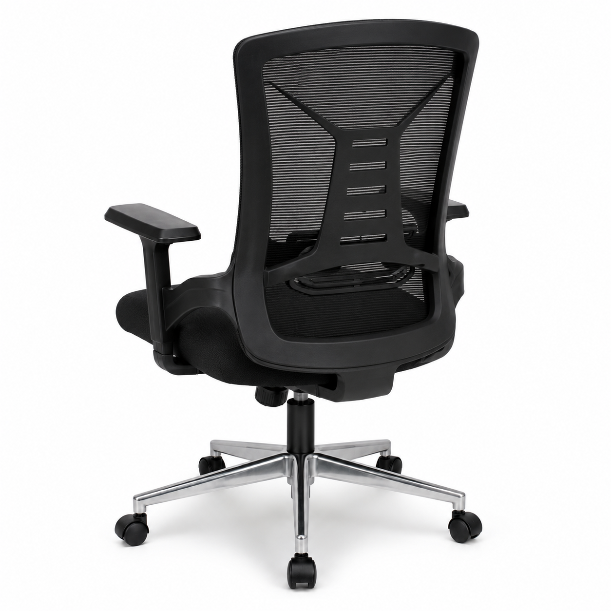 Ergonomic Mesh Office Chair Mid-Back Desk Chair with Built-In Lumbar Support, Comfort Padded Cushion, 360° Swivel Chrome 5-Star Base for Home Office, Workspace (Black)