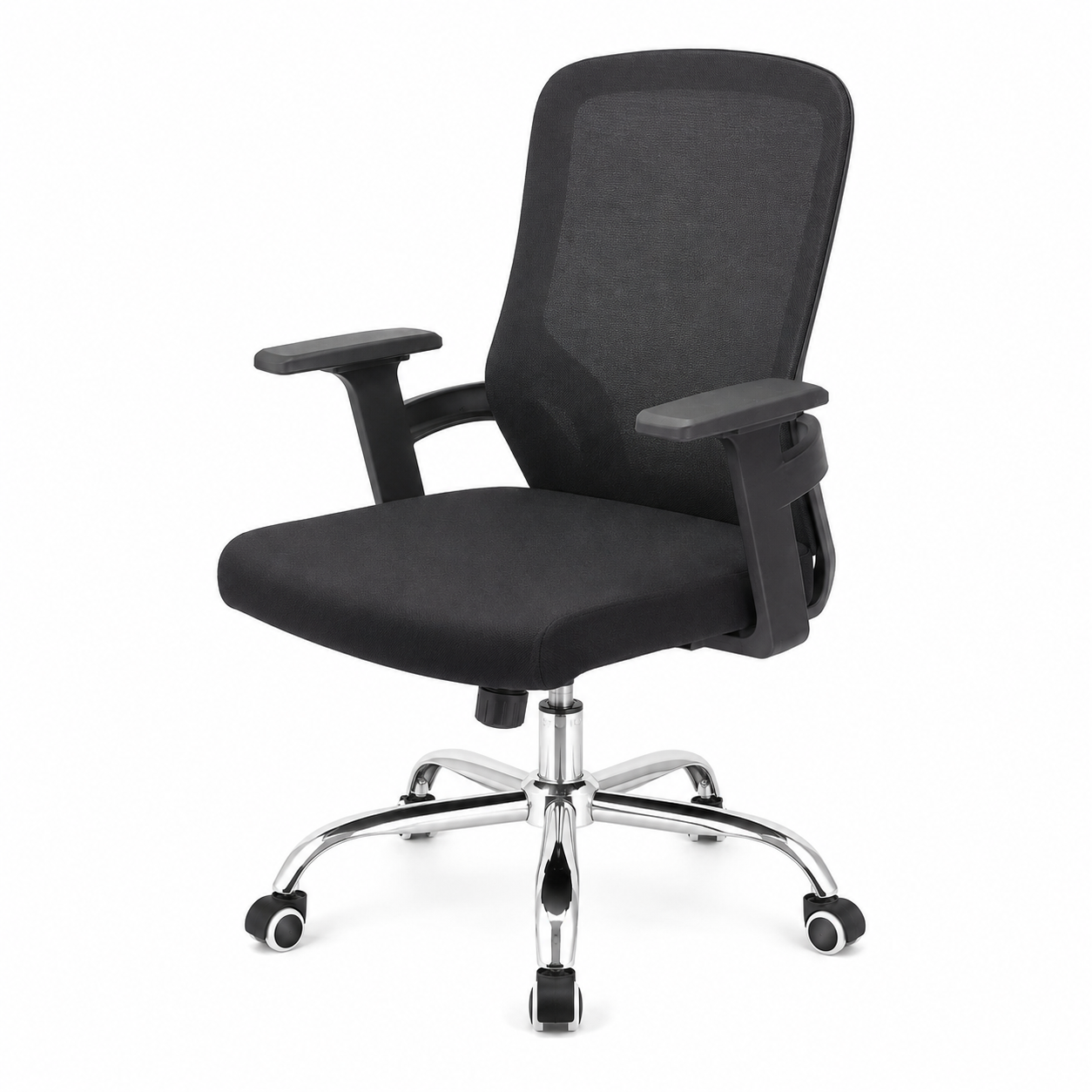 Ergonomic Mesh Office Chair with Chrome Five-Star Base – Adjustable Swivel Desk Chair, Padded Cushion Seat & Fixed Armrests for Home Office, Corporate, Study
