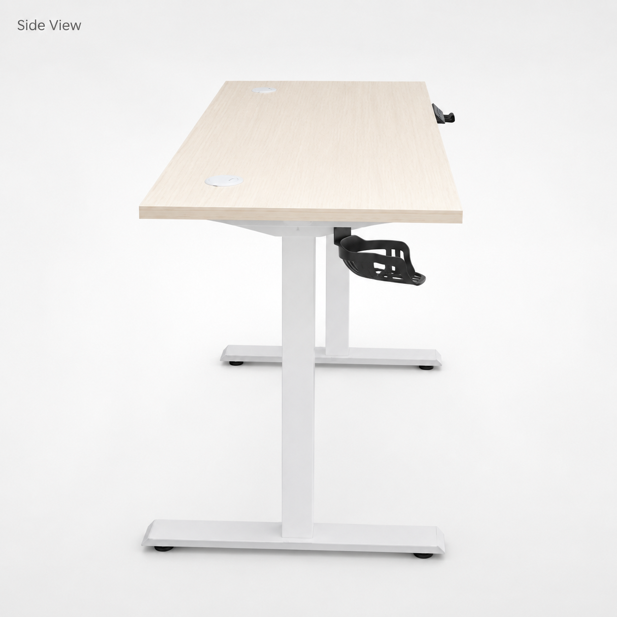 Electric Height Adjustable Standing Desk 120cm Smart Control Panel Sit Stand Motorized Office Desk with Cup Holder & Cable Ports (Light Wood)