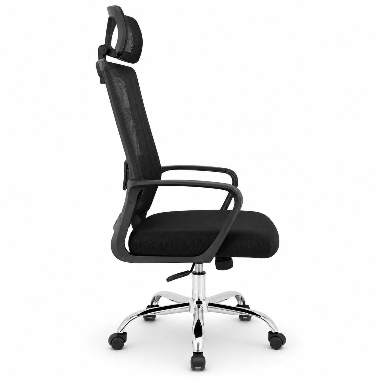 Ergonomic Mesh Executive Office Chair – High Back Desk Chair with Adjustable Headrest, Lumbar Support, 360° Swivel Chrome Base & Comfort Armrests for Home Office, Study (Black)
