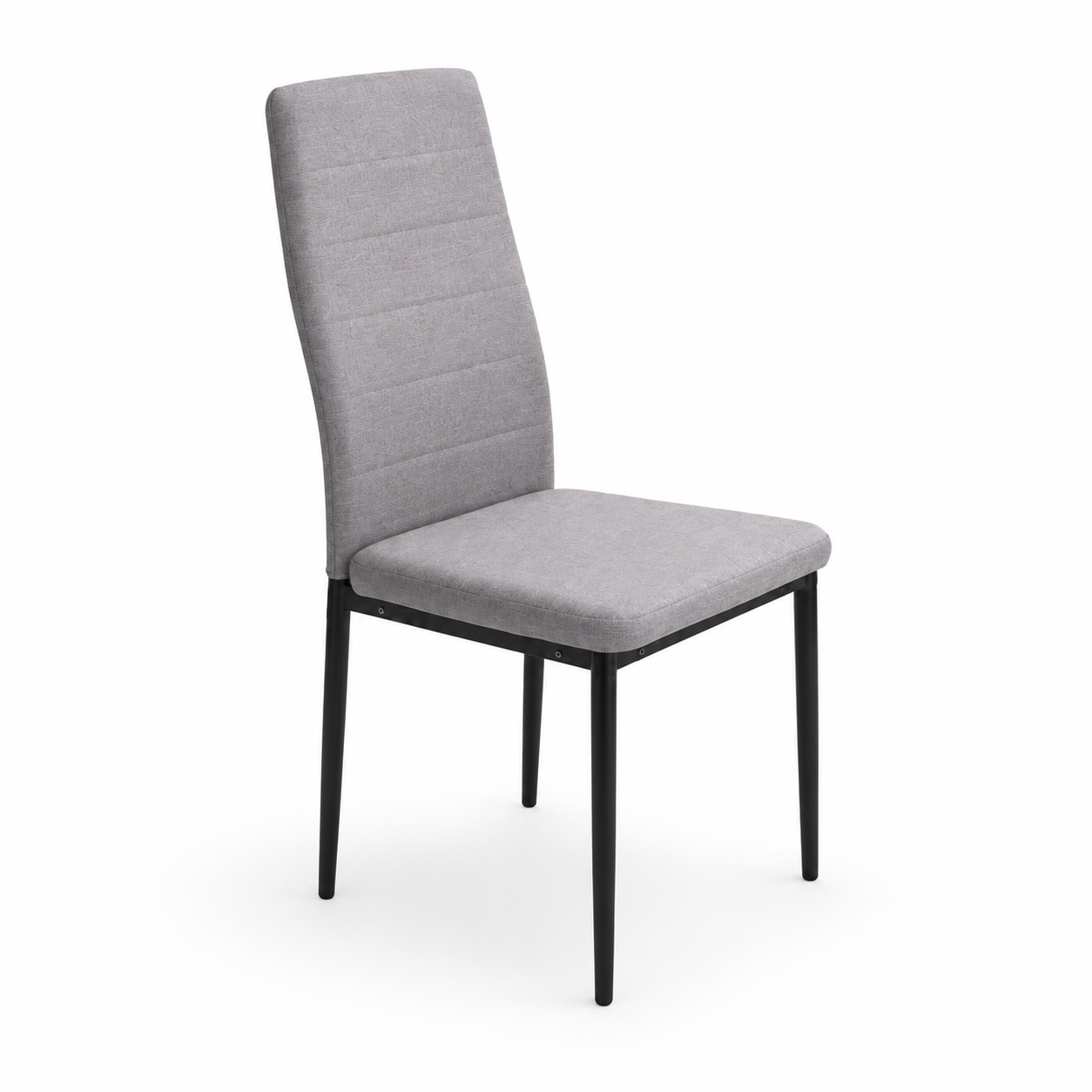 Modern 5-Piece Dining Table Set – Weathered Gray Wood-Style Table with 4 Matching Channel-Stitched Upholstered Fabric Chairs, Stable Metal Legs for Home Kitchen, Airbnb