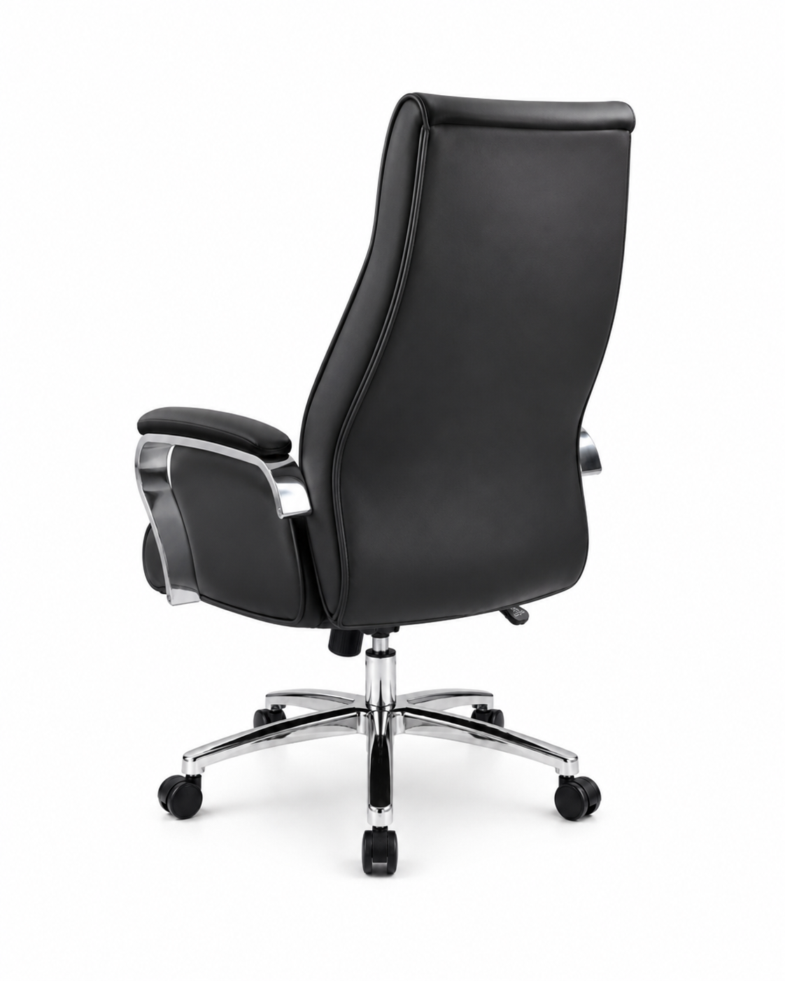 Premium Executive Office Chair – High-Back Ergonomic Desk Chair with Tiered Lumbar Support, Chrome Armrests & 360° Swivel Base (Midnight Black)