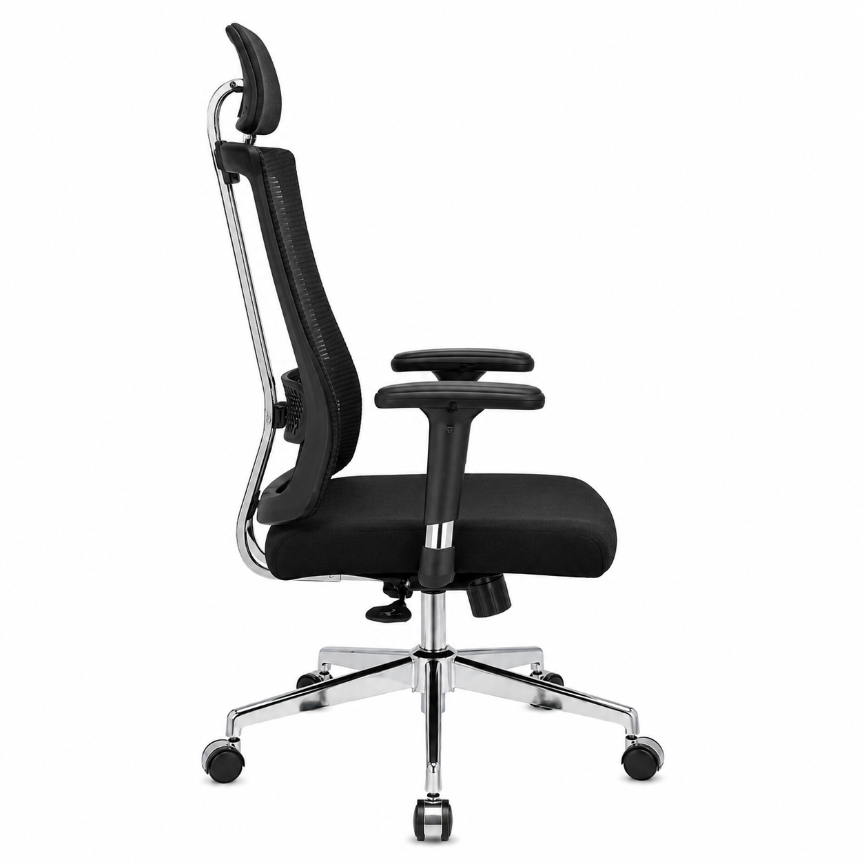 Ergonomic Mesh Executive Office Chair – High-Back Desk Chair with Adjustable Headrest, Lumbar Support, 360° Swivel Chrome Base & Padded Height-Adjustable Armrests (Black)