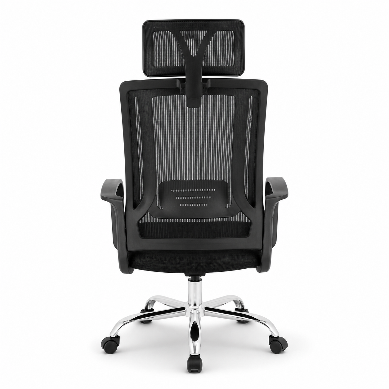 Ergonomic Mesh Executive Office Chair – High Back Desk Chair with Adjustable Headrest, Lumbar Support, 360° Swivel Chrome Base & Comfort Armrests for Home Office, Study (Black)