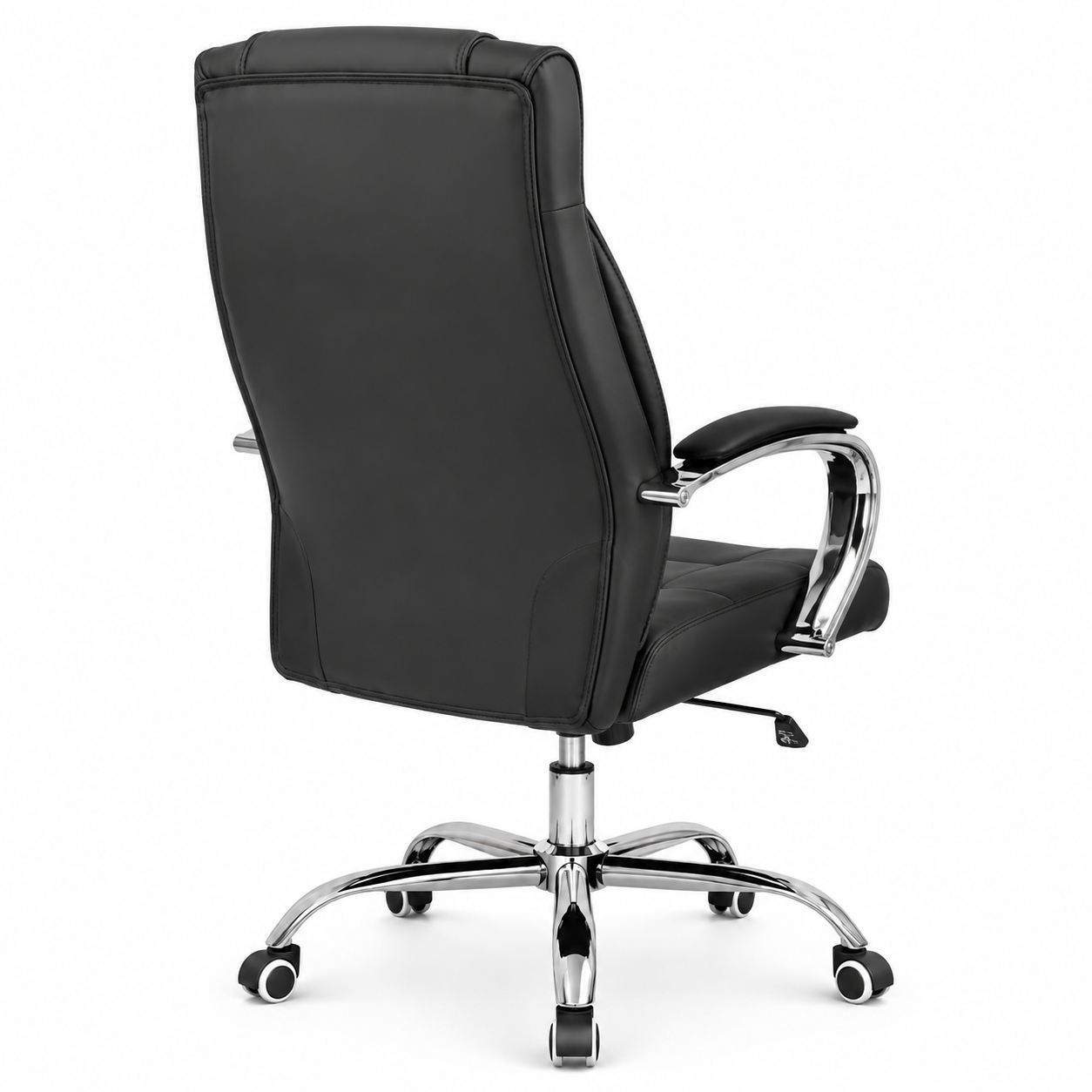 Premium Executive Office Chair High-Back Padded Luxury Desk Chair with Chrome Armrests, Diamond Tufted Design & 360° Swivel Base (Black)