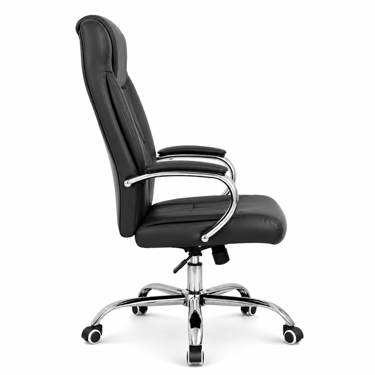 Premium Executive Office Chair High-Back Padded Luxury Desk Chair with Chrome Armrests, Diamond Tufted Design & 360° Swivel Base (Black)