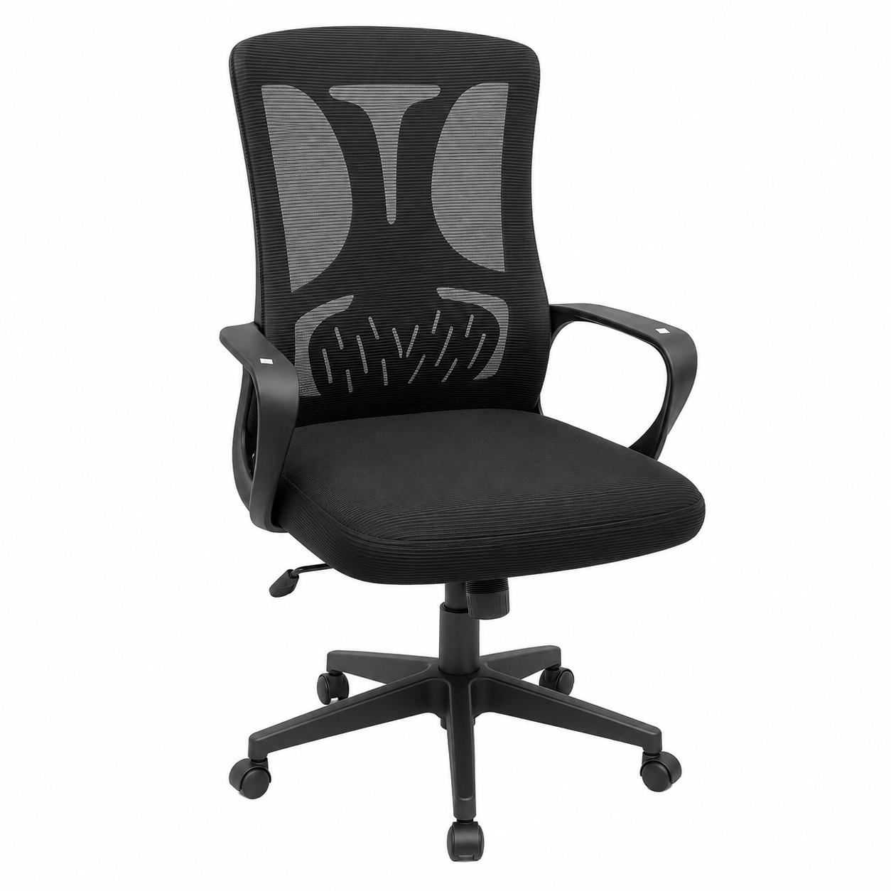 Ergonomic Mesh Office Chair Mid-Back Desk Task Chair with Built-In Lumbar Support, Comfort Padded Seat, 360° Swivel Workstation for Home Office & Study