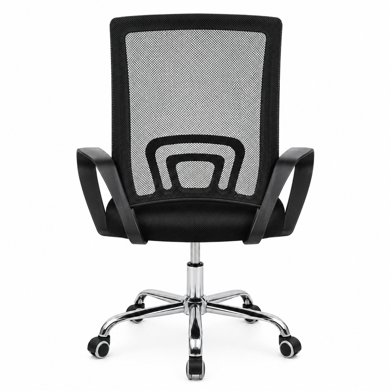 Ergonomic Mesh Office Chair – Breathable Mid-Back Desk Chair with Built-In Lumbar Support, Comfort Padded Seat & 360° Swivel Chrome Base for Home Office, Study (Black)