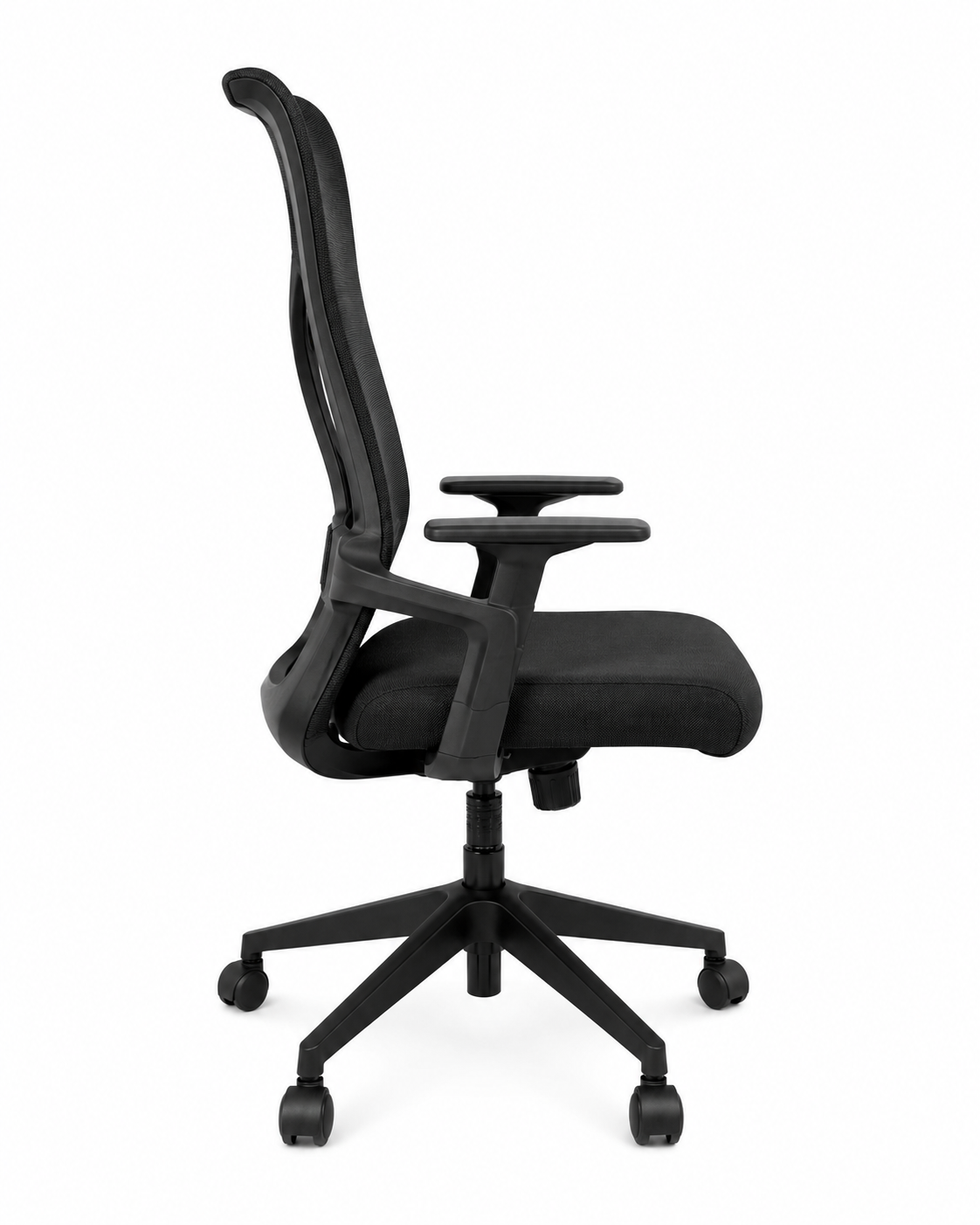 Ergonomic High-Back Mesh Office Chair with Lumbar Support & Padded Seat - 360° Swivel Executive Desk Chair with Adjustable Height (Black)