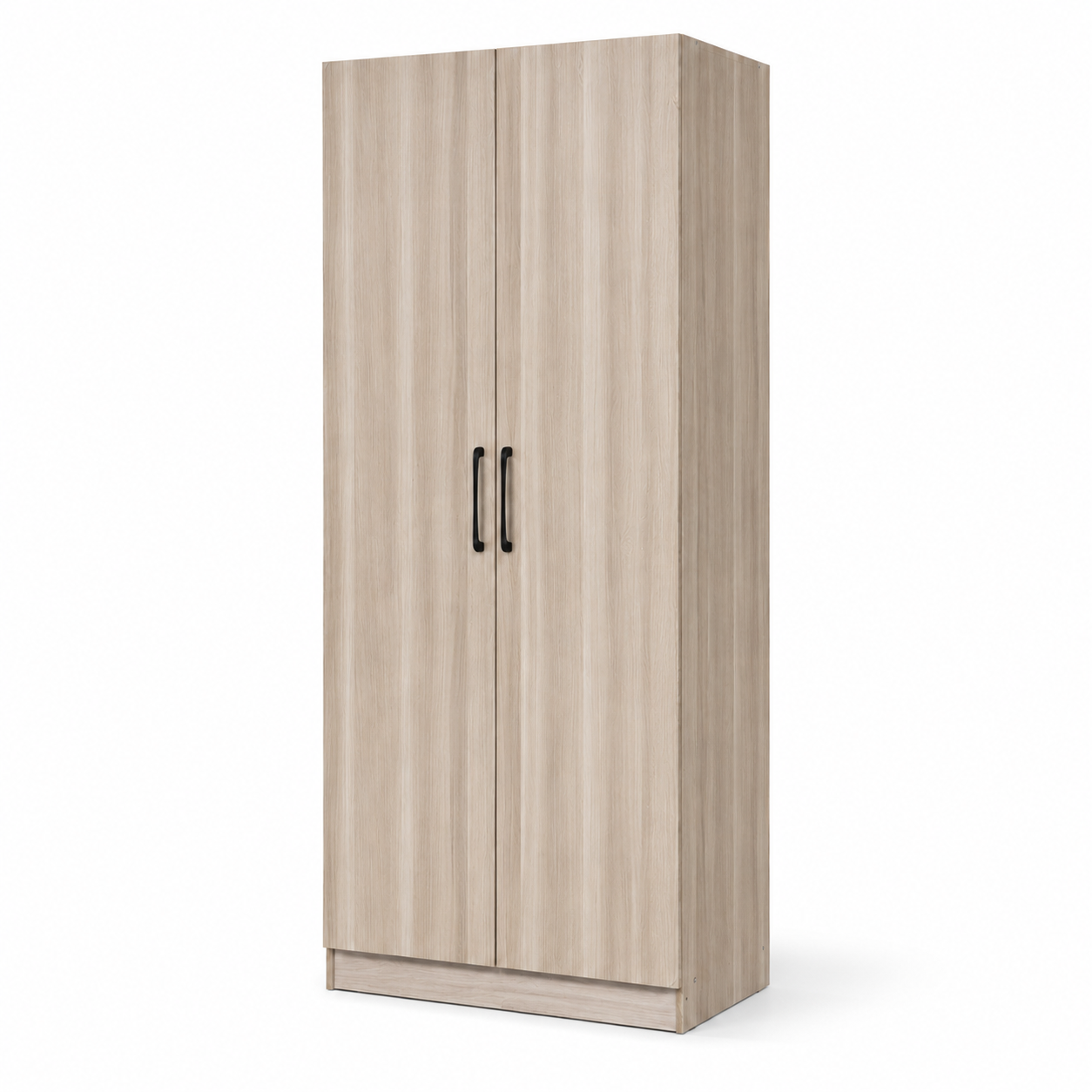 Modern 2-Door Wooden Wardrobe Closet Cabinet with Hanging Rod & Storage Shelves - Slim Space-Saving Bedroom Armoire (60x45x180cm)