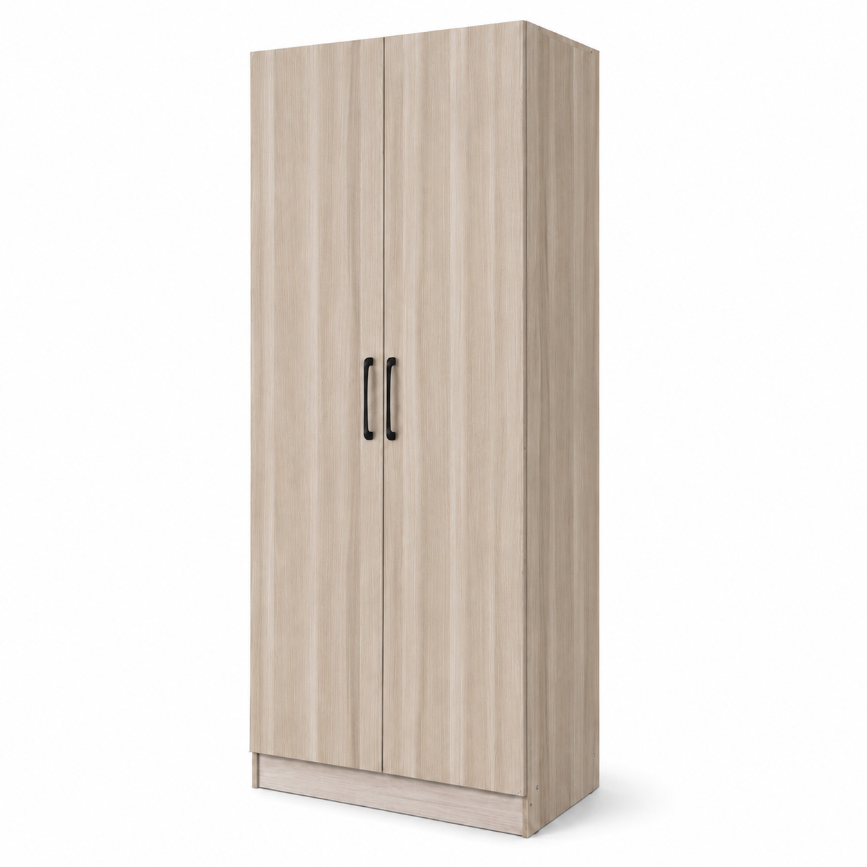 Modern 2-Door Wooden Wardrobe Closet Cabinet with Hanging Rod & Storage Shelves - Slim Space-Saving Bedroom Armoire (60x45x180cm)