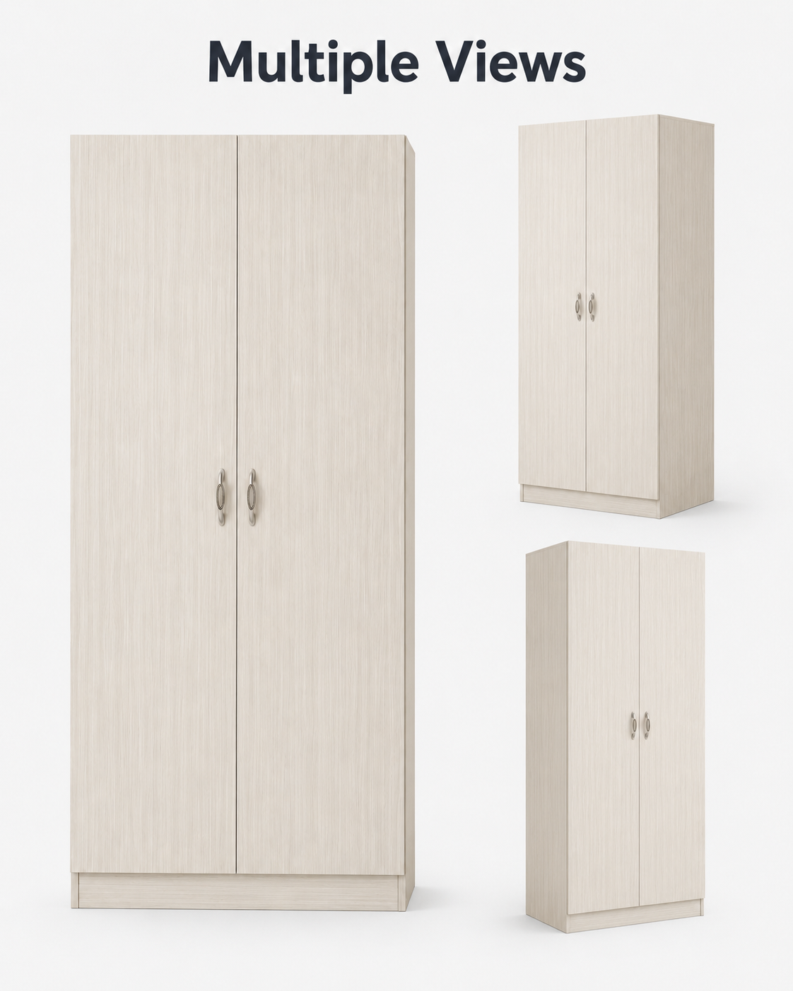 Modern 2-Door Wooden Wardrobe Storage Cabinet with Hanging Rail & Shelves - Space-Saving Bedroom Armoire (75x45x180cm)