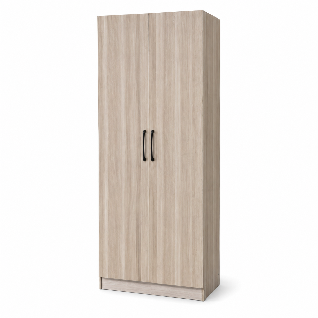 Modern 2-Door Wooden Wardrobe Closet Cabinet with Hanging Rod & Storage Shelves - Slim Space-Saving Bedroom Armoire (60x45x180cm)