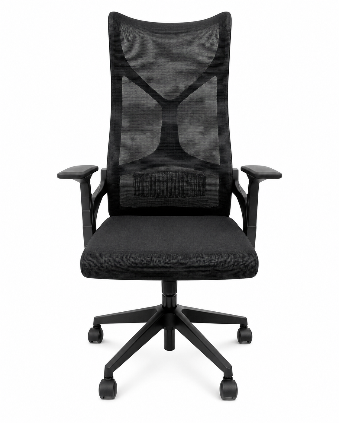 Ergonomic High-Back Mesh Office Chair with Lumbar Support & Padded Seat - 360° Swivel Executive Desk Chair with Adjustable Height (Black)