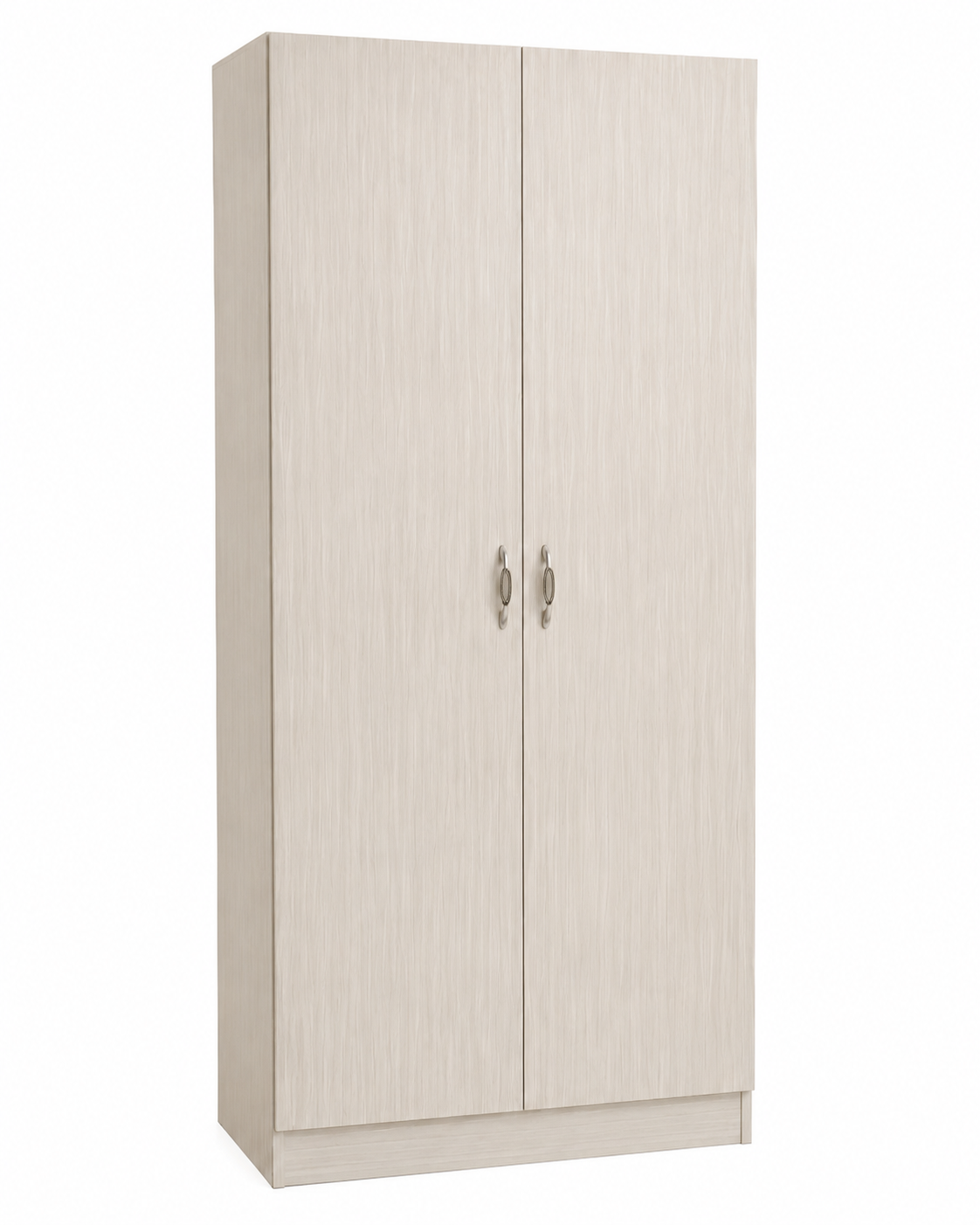 Modern 2-Door Wooden Wardrobe Storage Cabinet with Hanging Rail & Shelves - Space-Saving Bedroom Armoire (75x45x180cm)