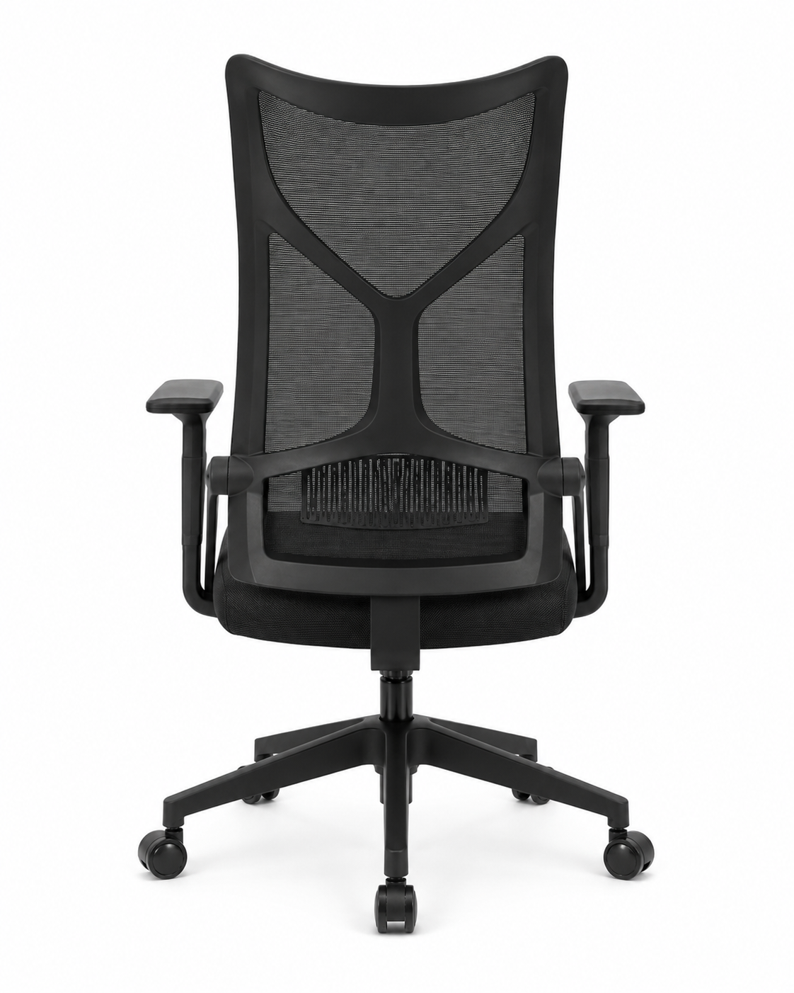 Ergonomic High-Back Mesh Office Chair with Lumbar Support & Padded Seat - 360° Swivel Executive Desk Chair with Adjustable Height (Black)