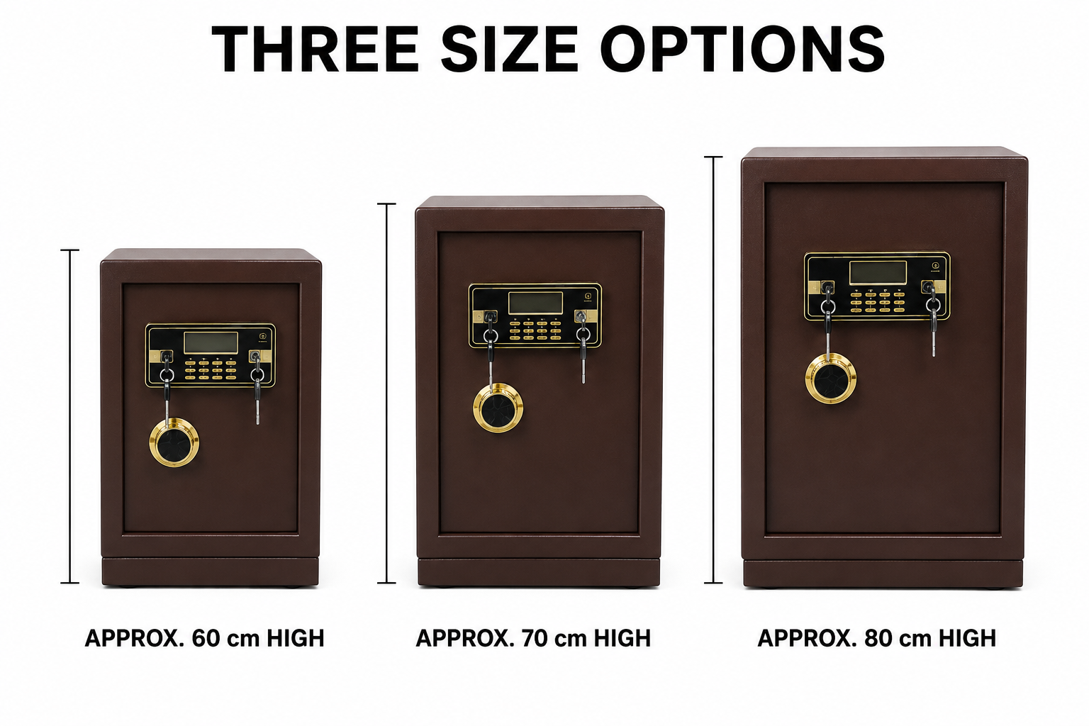 Heavy-Duty Electronic Digital Keypad Security Safe Box with Dual Key Lock, LCD Screen & Solid Steel Locking Bolts - Coffee Brown