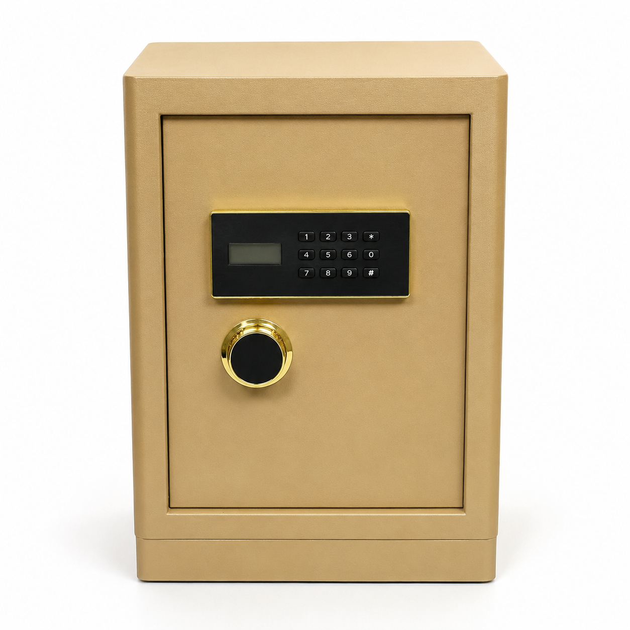 Heavy-Duty Electronic Digital Keypad Security Safe Box with Dual Key Lock, LCD Screen & Solid Steel Locking Bolts - Coffee Brown